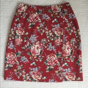 Vintage Red Floral Faux Wrap Skirt - Final Price